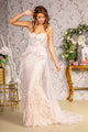 Fitted Glitter Sleeveless Overskirt Gown by GLS Gloria GL3259 - S / Champagne - Long Formal Dresses