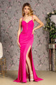 Fitted Jersey Sleeveless Bow Slit Gown by GLS Gloria GL3458 - XS / Fuchsia - Long Formal Dresses