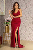 Fitted Jersey Sleeveless Corset Slit Gown by GLS Gloria GL3457 - XS / Burgundy - Long Formal Dresses