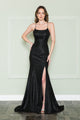 Poly USA 8878 Fitted Lace-Up Back Glitter Gown