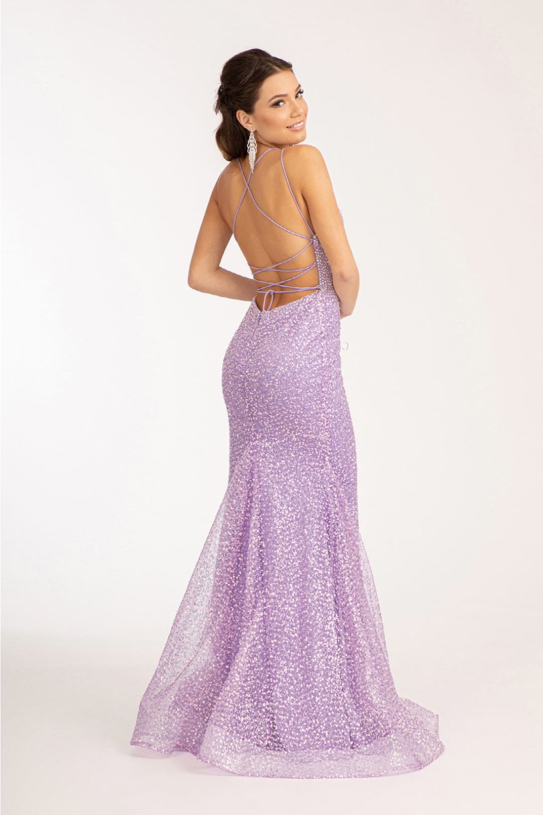 Fitted Lace-Up Embellished Gown by Elizabeth K GL3052 - Long Formal Dresses
