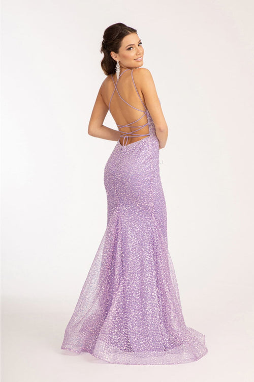 Fitted Lace-Up Embellished Gown by Elizabeth K GL3052 - Long Formal Dresses