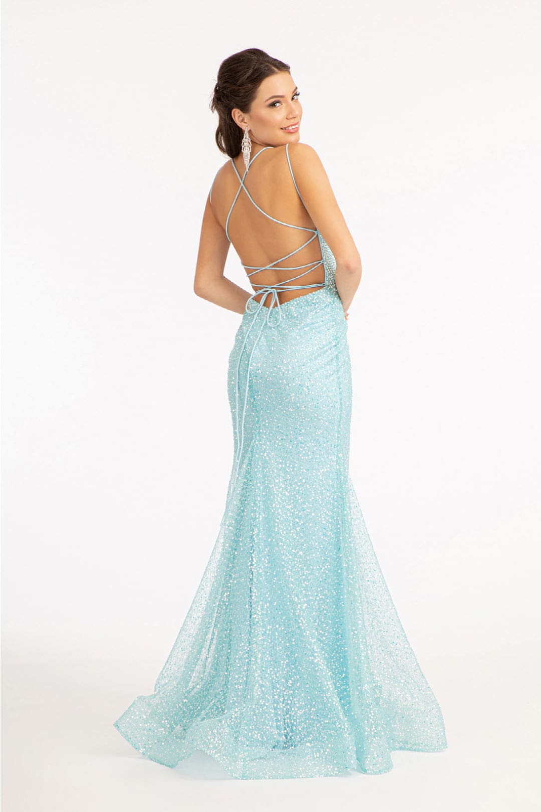 Fitted Lace-Up Embellished Gown by Elizabeth K GL3052 - Long Formal Dresses