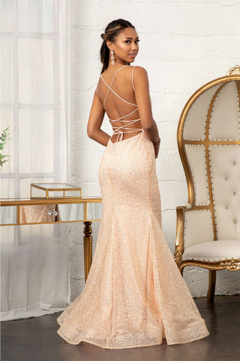 Fitted Lace-Up Embellished Gown by Elizabeth K GL3052 - Long Formal Dresses