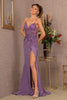 Fitted Lace-Up Sequin Gown by Elizabeth K GL3006 - XS / Eggplant - Long Formal Dresses