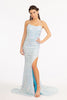 Fitted Lace-Up Sequin Gown by Elizabeth K GL3051 - XS / Blue - Long Formal Dresses