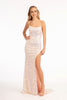 Fitted Lace-Up Sequin Gown by Elizabeth K GL3051 - XS / Blush - Long Formal Dresses