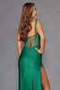 Fitted Long Cowl Neck Slit Dress by Juliet JT2518I - Long Formal Dresses