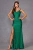 Fitted Long Cowl Neck Slit Dress by Juliet JT2518I - Long Formal Dresses