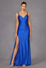 Fitted Long Cowl Neck Slit Dress by Juliet JT2518I - Long Formal Dresses