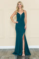 Poly USA 8360 Fitted Long Deep V-Neck Dress with Slit