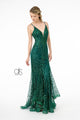 Fitted Long Glitter Dress with Corset Back by Elizabeth K GL2938 - XL / Green - Long Formal Dresses