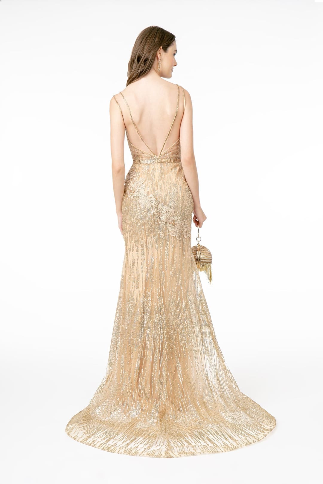 Fitted Long Glitter Print Dress by Elizabeth K GL2889 - Long Formal Dresses