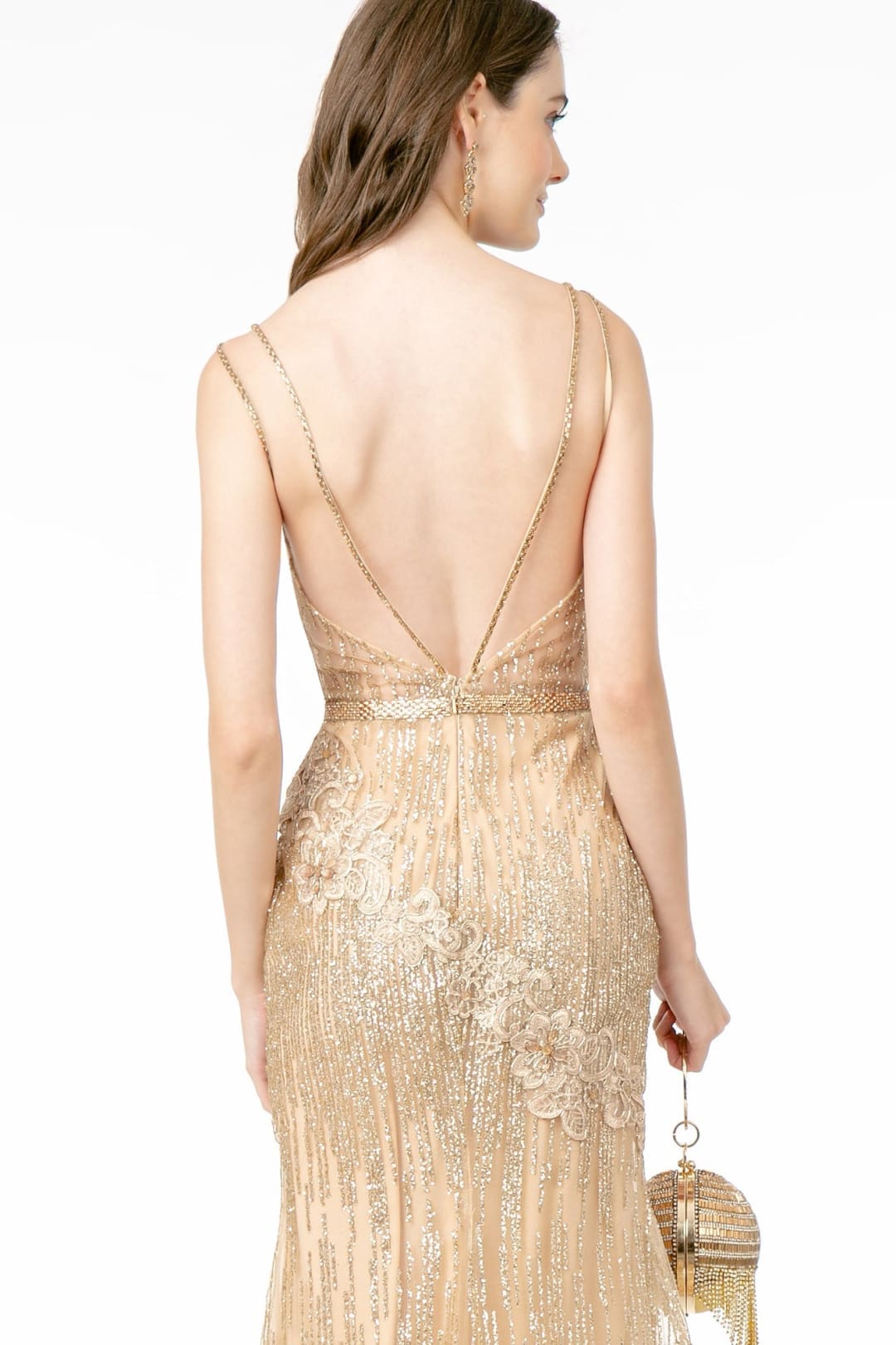 Fitted Long Glitter Print Dress by Elizabeth K GL2889 - Long Formal Dresses