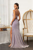 Fitted Long Glitter Slit Dress by Elizabeth K GL3030 - Long Formal Dresses