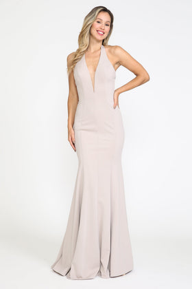 Poly USA 8262 Fitted Long Halter Jersey Dress