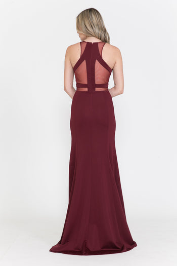 Poly USA 8054 Fitted Long Illusion Cutout Dress