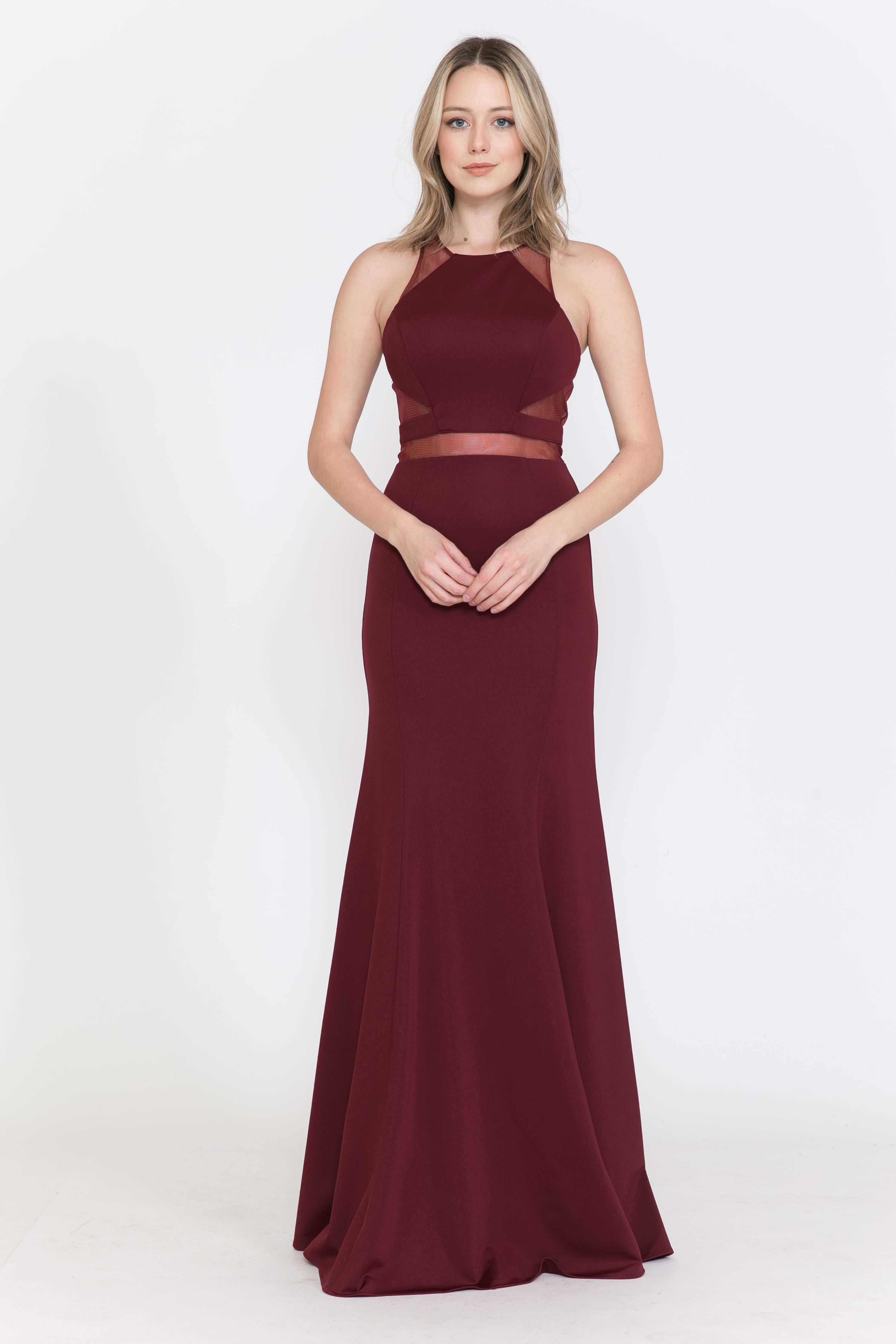Poly USA 8054 Fitted Long Illusion Cutout Dress | FormalDressShops Poly USA 8054 Fitted Long Illusion Cutout Dress | FormalDressShops