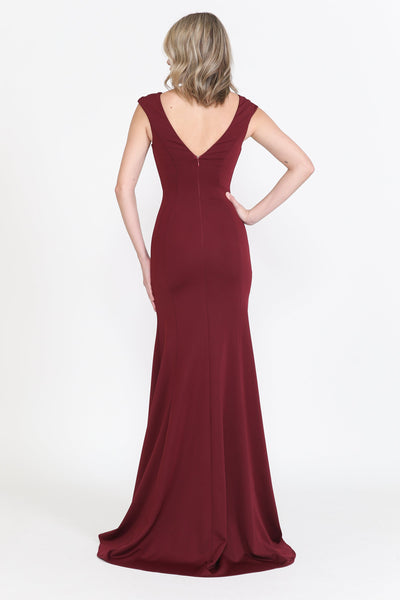 Poly USA 8290 Fitted Long Jersey Cap Sleeve Dress
