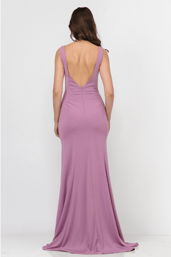 Poly USA 8158 Fitted Long Jersey V-Neck Dress