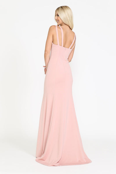 Poly USA 8392 Fitted Long Jersey V-Neck Dress