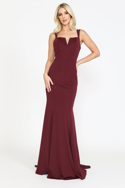 Poly USA 8392 Fitted Long Jersey V-Neck Dress