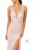 Fitted Long Metallic Floral Lace Dress by Elizabeth K GL2898 - Long Formal Dresses