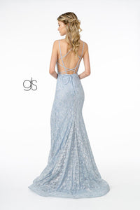 Fitted Long Metallic Floral Lace Dress by Elizabeth K GL2898 - Long Formal Dresses