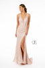 Fitted Long Metallic Floral Lace Dress by Elizabeth K GL2898 - XS / Rose Gold - Long Formal Dresses