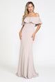 Poly USA 8146 Fitted Long Ruffled Off Shoulder Dress