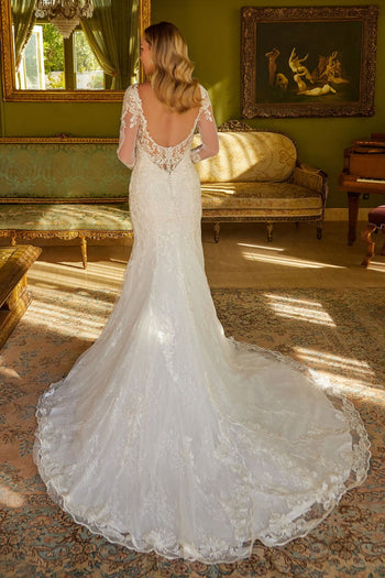 Fitted Long Sleeve Bridal Gown by GLS Gloria GL3535 - Long Formal Dresses