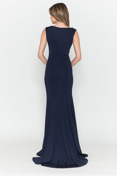 Poly USA 8566 Fitted Long Sleeveless Cape Dress 8566| FormalDressShops
