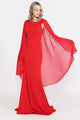 Poly USA 8566 Fitted Long Sleeveless Cape Dress 8566| FormalDressShops