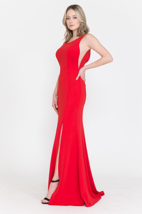 Poly USA 8168 Fitted Long Sleeveless Jersey Dress