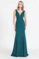 Poly USA 8152 Fitted Long Sleeveless V-Neck Dress