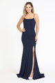 Poly USA 8376 Fitted Long Square Neck Dress with Slit