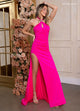 Rachel Allan 70692 Fitted Lycra Halter Slit Gown