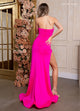 Rachel Allan 70692 Fitted Lycra Halter Slit Gown