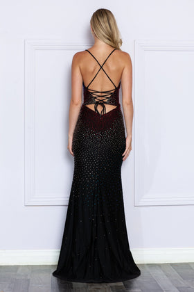 Poly USA 9272 Fitted Multi-Color Beaded Sleeveless Gown