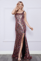 Vestido ajustado con abertura y lentejuelas multicolor de Poly USA 9174