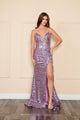 Vestido ajustado con abertura y lentejuelas multicolor de Poly USA 9182