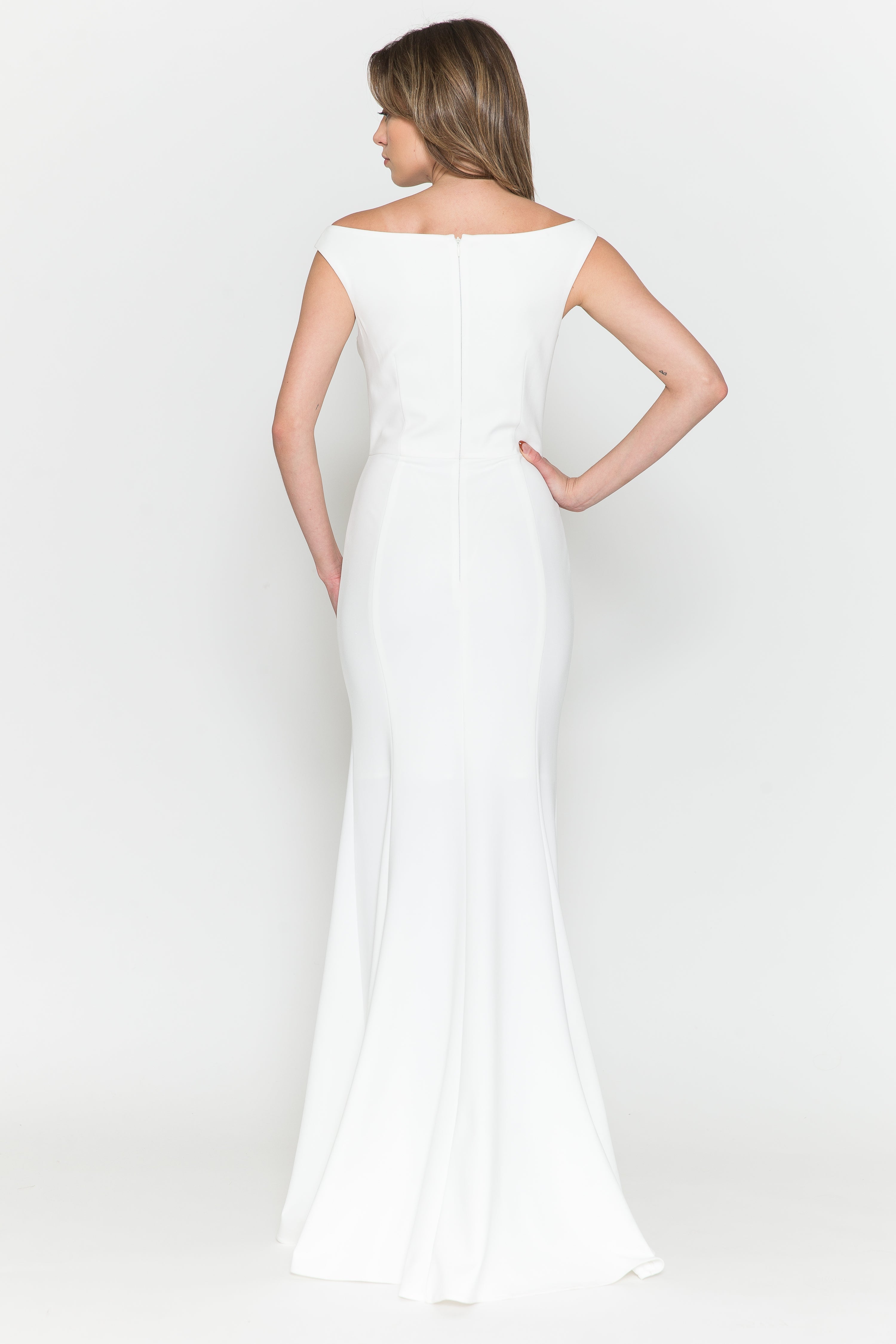 Poly USA 8724 Fitted Off Shoulder Jersey Dress