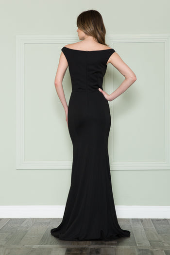 Poly USA 8724 Fitted Off Shoulder Jersey Dress