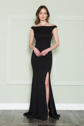 Poly USA 8724 Fitted Off Shoulder Jersey Dress