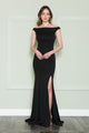 Poly USA 8724 Fitted Off Shoulder Jersey Dress