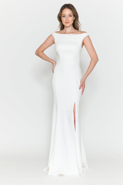Poly USA 8724 Fitted Off Shoulder Jersey Dress