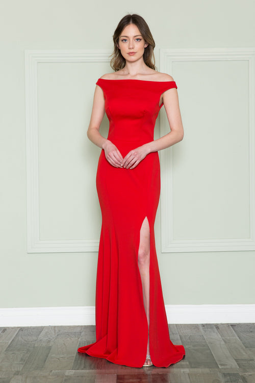 Poly USA 8724 Fitted Off Shoulder Jersey Dress