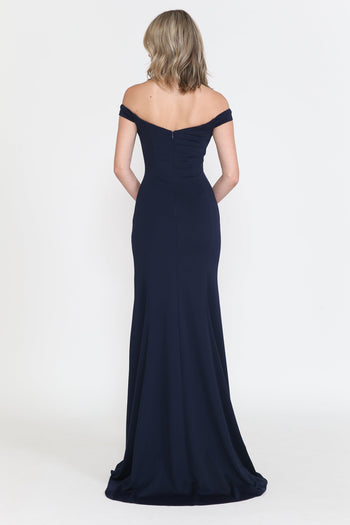 Poly USA 8160 Fitted Off Shoulder Jersey Gown