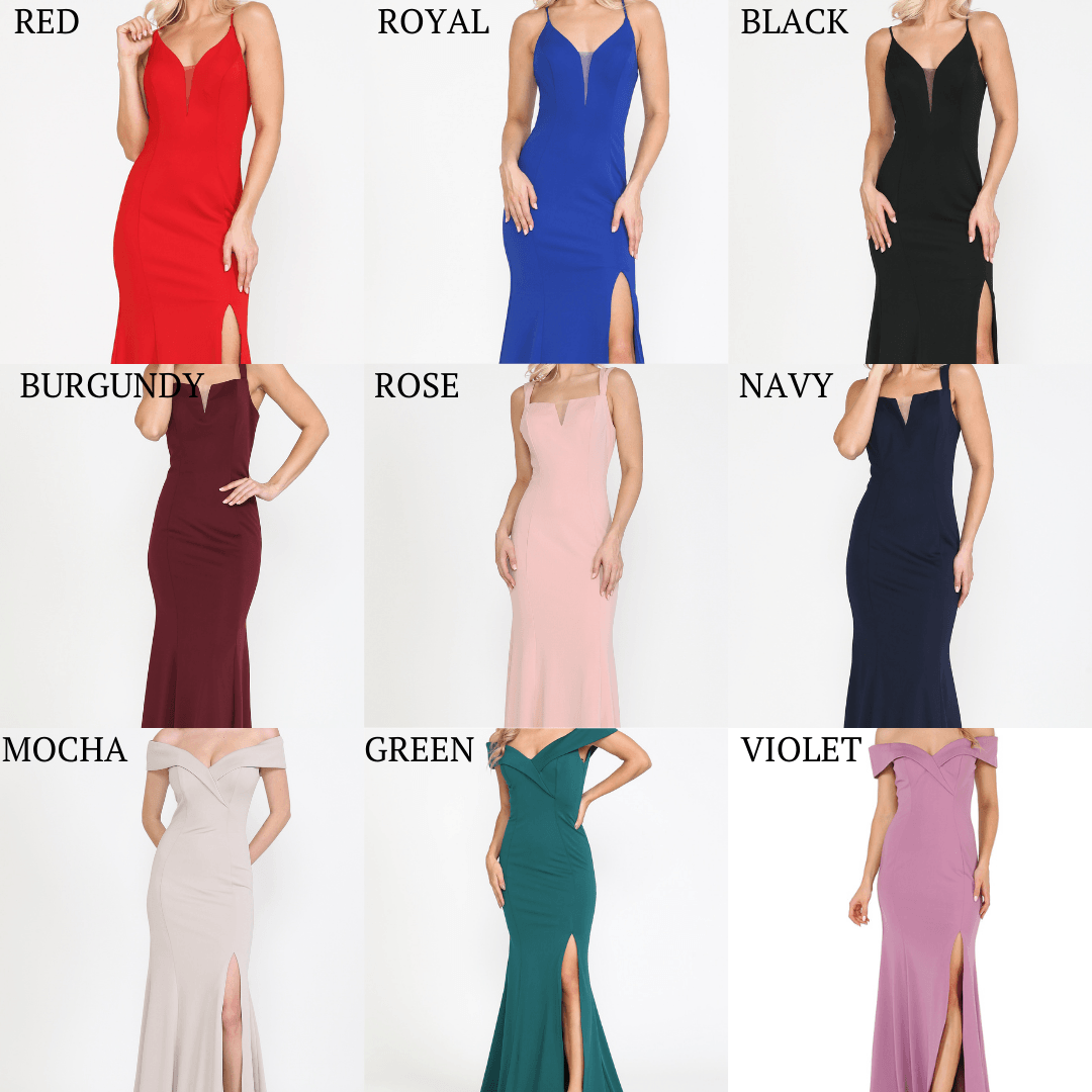 Poly USA 8160 Fitted Off Shoulder Jersey Gown