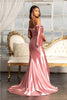 Fitted Off Shoulder Satin Gown by Elizabeth K GL3059 - Long Formal Dresses